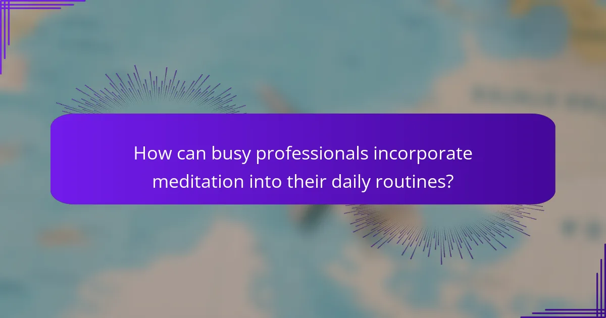 How can busy professionals incorporate meditation into their daily routines?