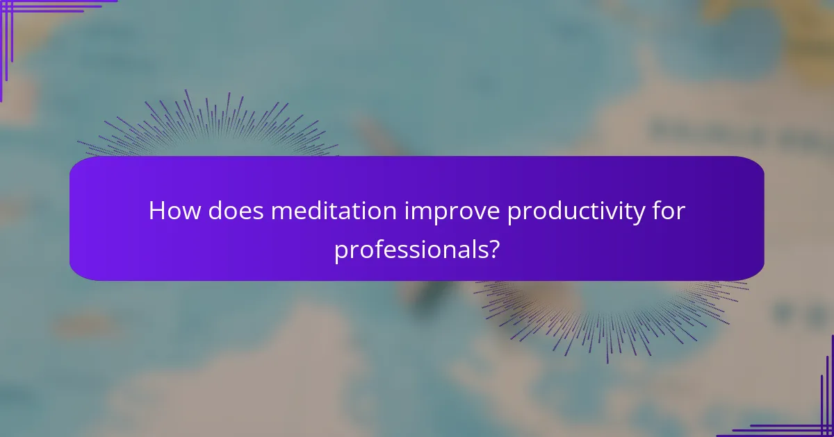 How does meditation improve productivity for professionals?