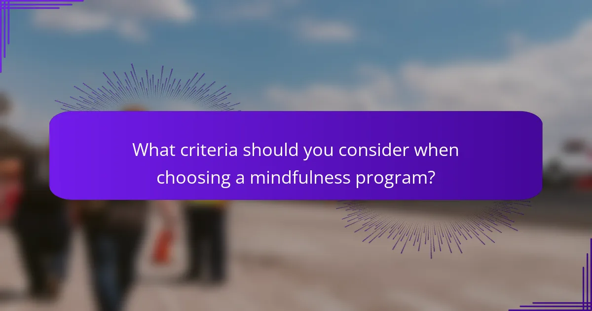 What criteria should you consider when choosing a mindfulness program?